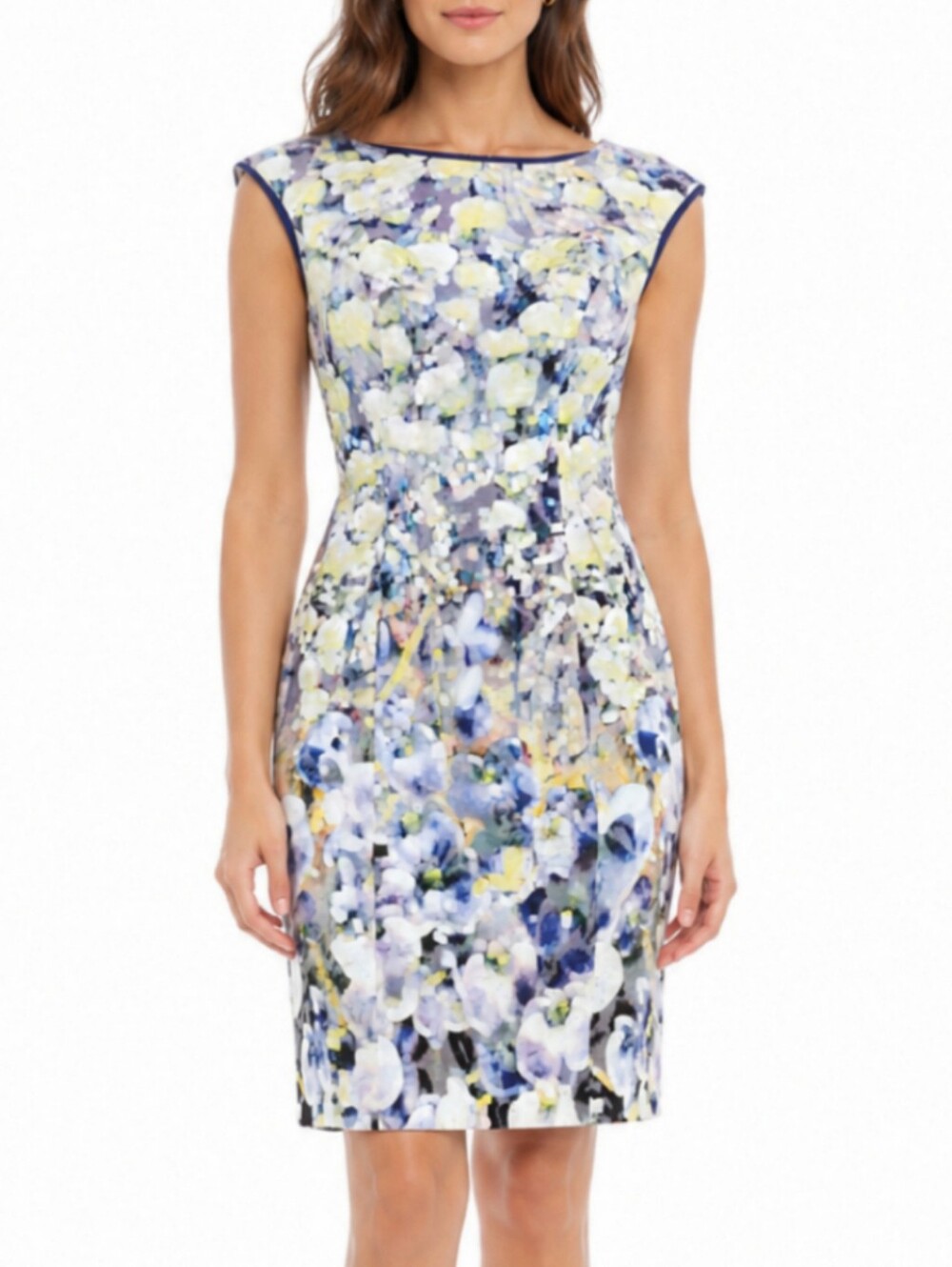 Kay Unger Floral Sheath Dress 8 Pastel Coquette Garden Party Cocktail Wedding